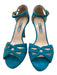 Prada Shoe Size 36 Turquiose Leather Ankle Buckle Open Toe Suede Strappy Heels Turquiose / 36