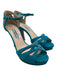 Prada Shoe Size 36 Turquiose Leather Ankle Buckle Open Toe Suede Strappy Heels Turquiose / 36