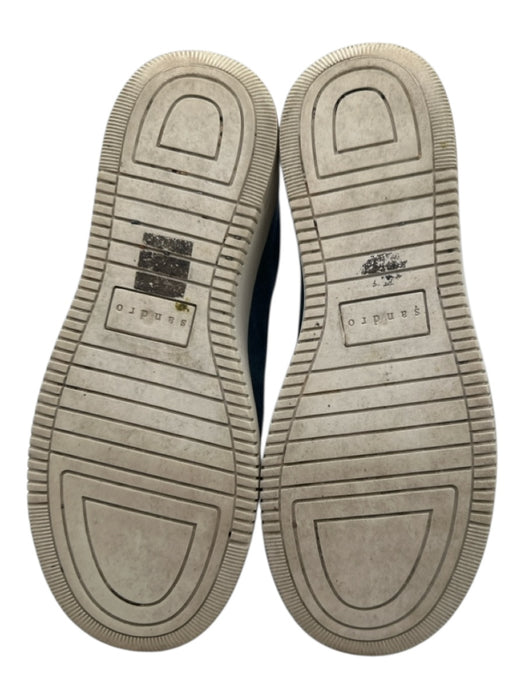 Sandro Shoe Size 38 Slate Blue Leather Suede Velcro Straps Sneakers Slate Blue / 38