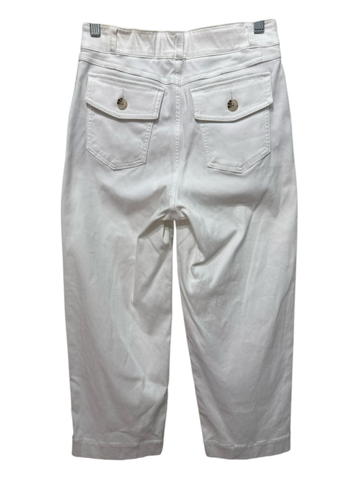 Spanx Size S White Cotton & Rayon Stretch Waist Button Detail Pants White / S