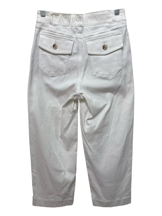 Spanx Size S White Cotton & Rayon Stretch Waist Button Detail Pants White / S