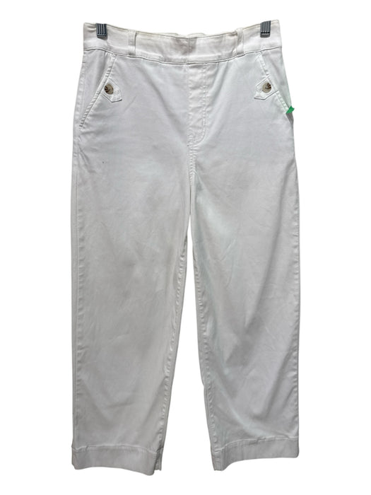 Spanx Size S White Cotton & Rayon Stretch Waist Button Detail Pants White / S
