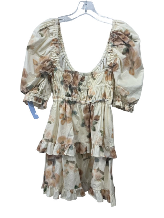 We Wore What Size XS Beige, Green & Orange Cotton Blend Floral Mini Dress Beige, Green & Orange / XS