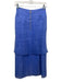 Emily McCarthy Size XS Blue Polyester Zip Back Pleated Tiered Midi Skirt Blue / XS