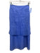 Emily McCarthy Size XS Blue Polyester Zip Back Pleated Tiered Midi Skirt Blue / XS