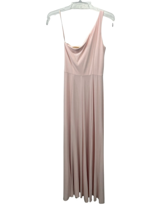 Nouvelle Size 2 Pink Poly Blend Cold Shoulder Side Zip Maxi Solid Gown Pink / 2