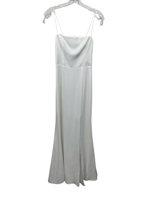 Amsale Size 2 White No Fabric Tag Maxi Strappy Zip Back Cut Out Back Gown White / 2