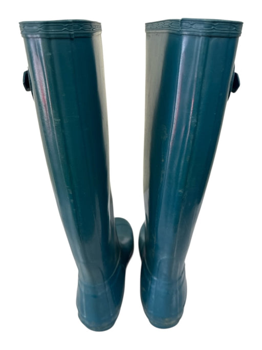 Hunter Shoe Size 8 Teal Rubber Knee High Rainboot Buckle Detail Round Toe Boots Teal / 8
