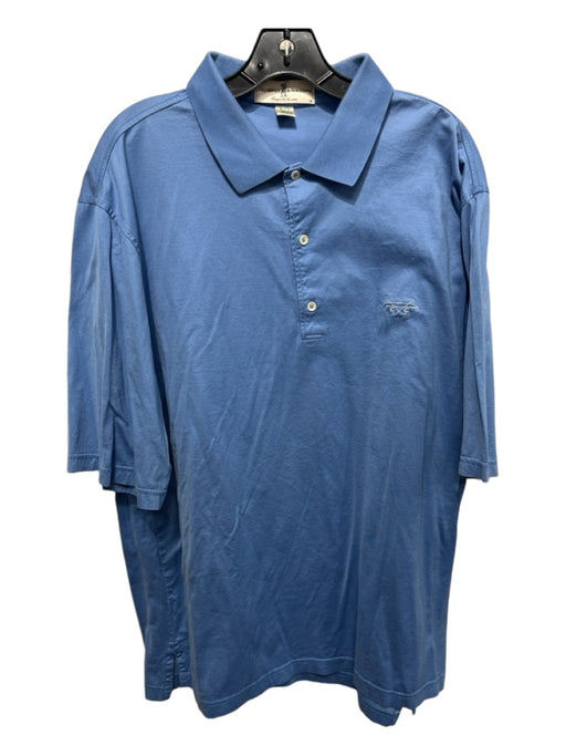 Fairway & Greene Size XL Blue Cotton Solid Polo Men's Short Sleeve XL