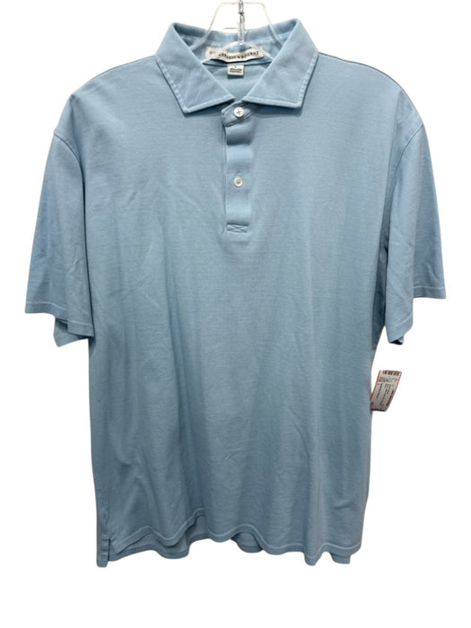 Holderness & Bourne Size L Blue Cotton Solid Polo Men's Short Sleeve Blue / L