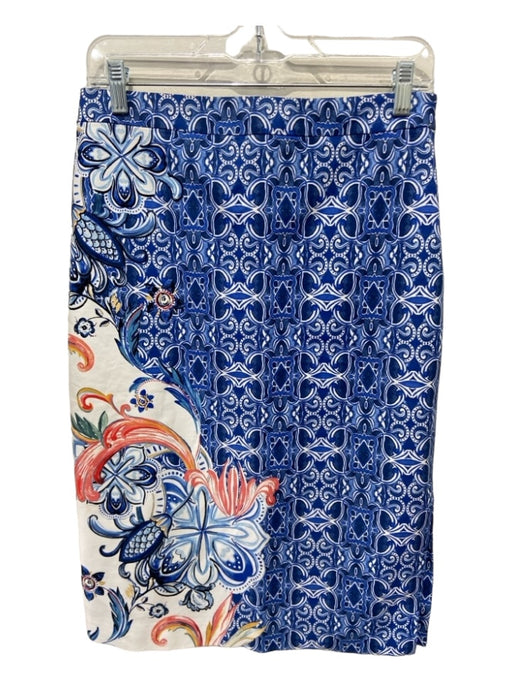 Moulinette Soeurs Size 6 BLUE MULTI Cotton Slit Floral Abstract Side Zip Skirt BLUE MULTI / 6