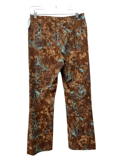 Etcetera Size 4 Brown & Blue Print Cotton Velvet Abstract Straight Pants Brown & Blue Print / 4