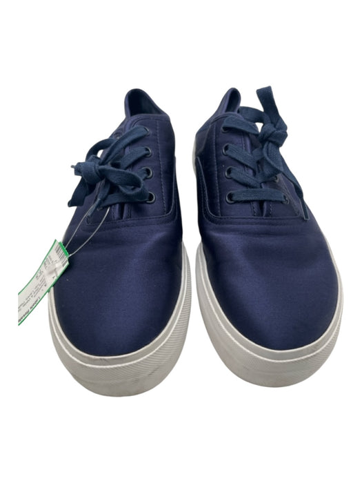 Vince Shoe Size 7.5 Navy Blue & White Satin Rubber Sole Low Top Laces Sneakers Navy Blue & White / 7.5