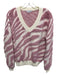 Fate Size S Purple & White Nylon Blend Ribbed Detail V Neck Faux Fur Sweater Purple & White / S