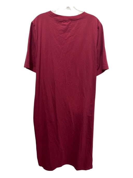 COS Size L Burgundy Red Cotton & Spandex Short Sleeve Crew Neck T Shirt Dress Burgundy Red / L