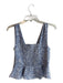 Gianni Bini Size 6 Blue & White Polyester V Neck Floral Sinch Detail Cropped Top Blue & White / 6