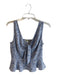 Gianni Bini Size 6 Blue & White Polyester V Neck Floral Sinch Detail Cropped Top Blue & White / 6