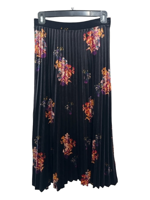 Maeve Size XS Black & Multi Polyester Velvet Floral Maxi Elastic Waist Skirt Black & Multi / XS