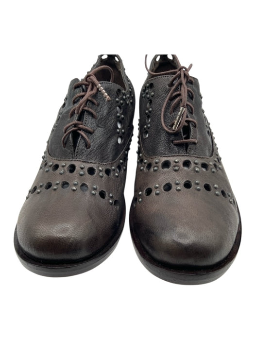 Calleen Cordero Shoe Size 8 Brown Leather Holes Round Lace Up loafer Flats Brown / 8