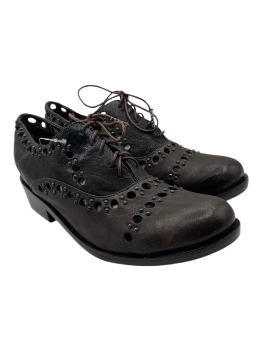 Calleen Cordero Shoe Size 8 Brown Leather Holes Round Lace Up loafer Flats Brown / 8