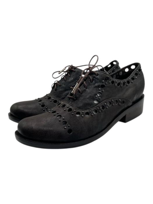 Calleen Cordero Shoe Size 8 Brown Leather Holes Round Lace Up loafer Flats Brown / 8