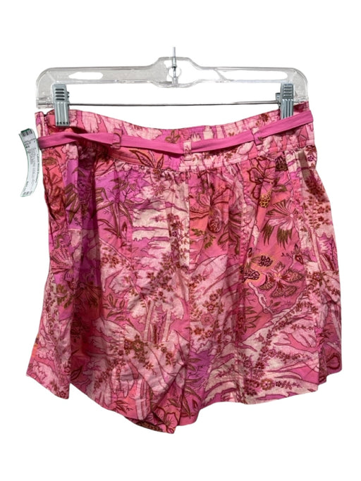 Ulla Johnson Size 6 Pink Print Cotton Floral Tie Waist Pleated Side Zip Shorts Pink Print / 6