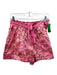 Ulla Johnson Size 6 Pink Print Cotton Floral Tie Waist Pleated Side Zip Shorts Pink Print / 6