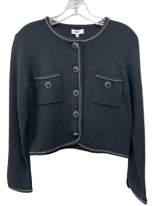 Suncoo Size T1/S Black Polyamide & Wool Blend Knit Gold Tone Details Jacket