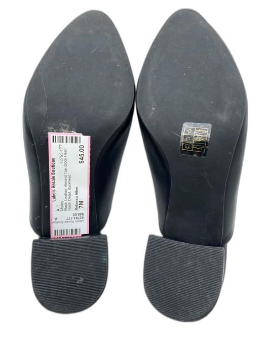Rebecca Allen Shoe Size 7M Black Leather Almond Toe Block Heel Mules Black / 7M