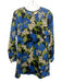 Elizabeth & James Size XS Blue, Green & Black Cotton Long Sleeve Floral Dress Blue, Green & Black / XS