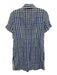 Theory Size 4 Blue & White Viscose Blend Plaid Short Sleeve Patch Pocket Dress Blue & White / 4