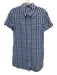Theory Size 4 Blue & White Viscose Blend Plaid Short Sleeve Patch Pocket Dress Blue & White / 4