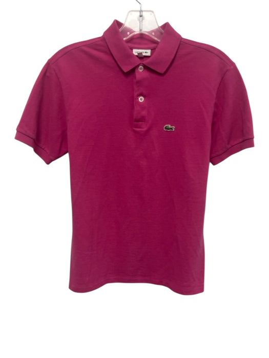 Lacoste Size 16 Pink Cotton Short Sleeve Pique Logo Polo Top Pink / 16