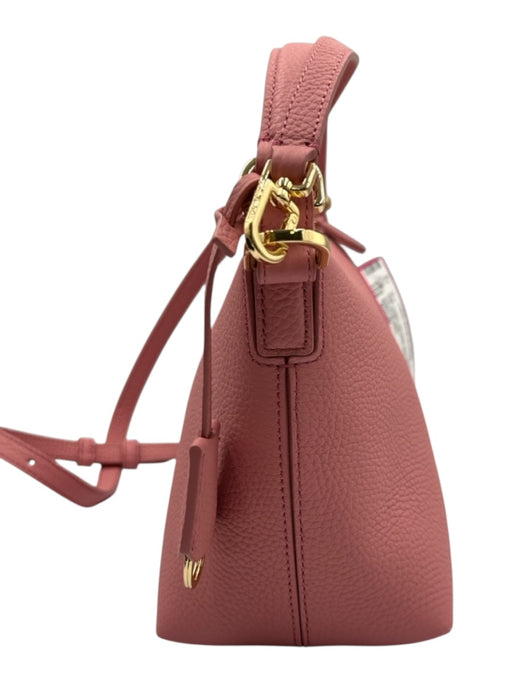 Maison de Sabre Pink Leather Zip Close Gold Hardware Top Handle Bag Pink / Small