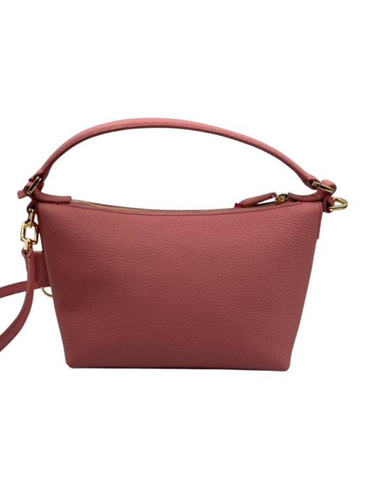 Maison de Sabre Pink Leather Zip Close Gold Hardware Top Handle Bag Pink / Small