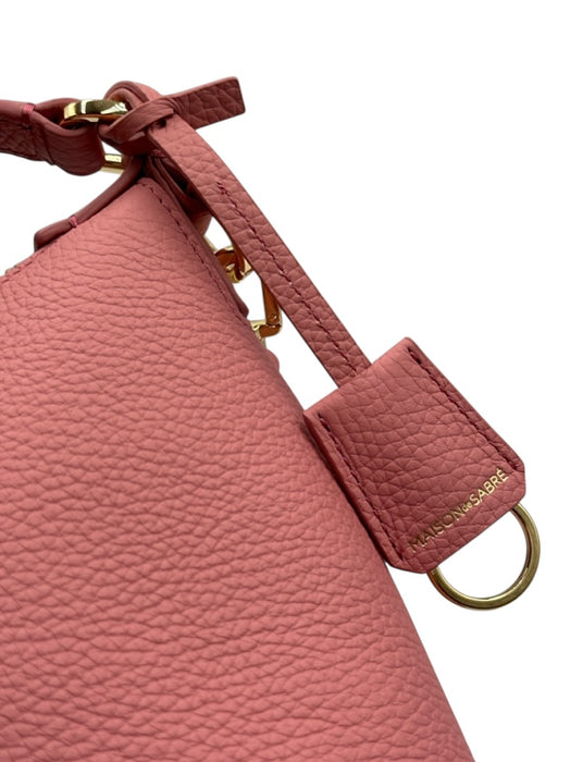 Maison de Sabre Pink Leather Zip Close Gold Hardware Top Handle Bag Pink / Small