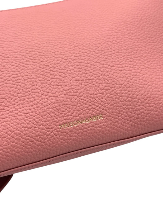 Maison de Sabre Pink Leather Zip Close Gold Hardware Top Handle Bag Pink / Small