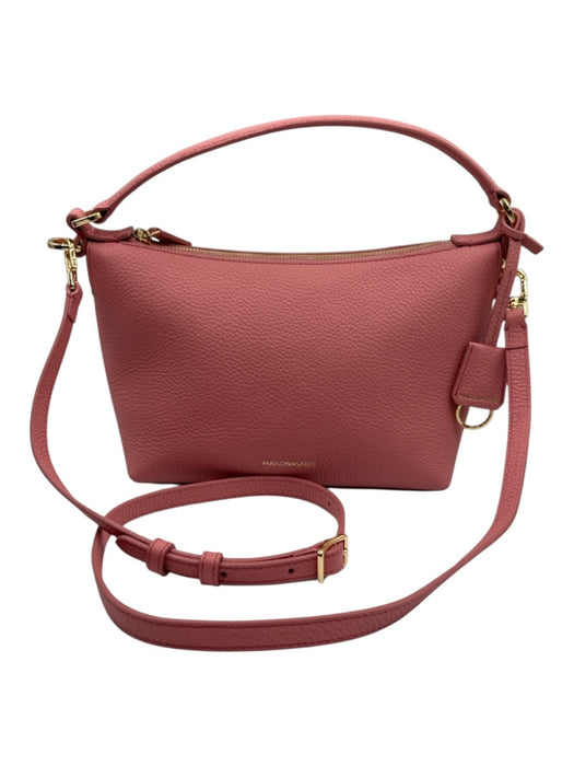 Maison de Sabre Pink Leather Zip Close Gold Hardware Top Handle Bag Pink / Small