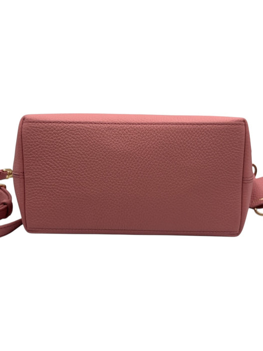 Maison de Sabre Pink Leather Zip Close Gold Hardware Top Handle Bag Pink / Small