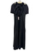 Staud Size Small Black Cotton Blend Short Sleeve Gathered Back Tie Maxi Dress Black / Small
