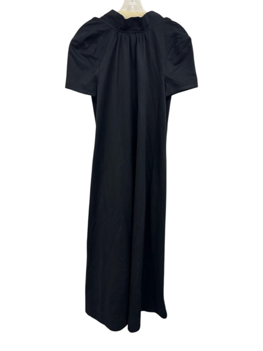 Staud Size Small Black Cotton Blend Short Sleeve Gathered Back Tie Maxi Dress Black / Small
