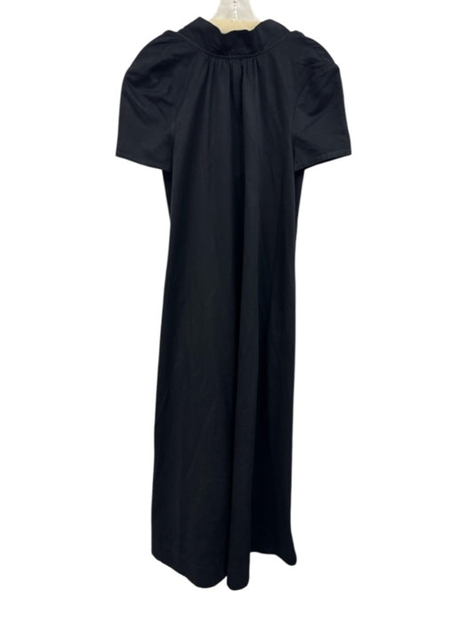 Staud Size Small Black Cotton Blend Short Sleeve Gathered Back Tie Maxi Dress Black / Small