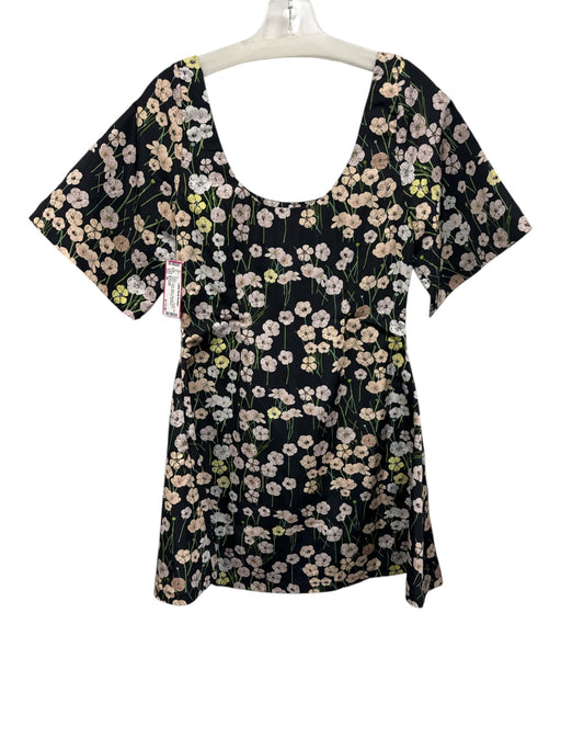 Bernadette Size 36 Purple, Green, Black Polyester Short Sleeve Floral Dress Purple, Green, Black / 36