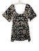 Bernadette Size 36 Purple, Green, Black Polyester Short Sleeve Floral Dress Purple, Green, Black / 36