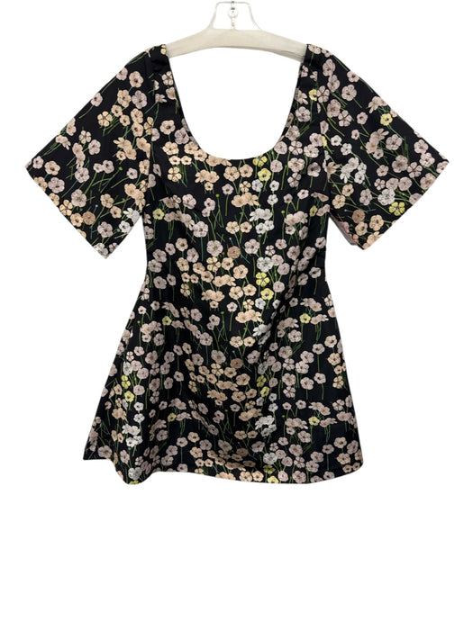 Bernadette Size 36 Purple, Green, Black Polyester Short Sleeve Floral Dress Purple, Green, Black / 36