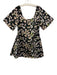Bernadette Size 36 Purple, Green, Black Polyester Short Sleeve Floral Dress Purple, Green, Black / 36