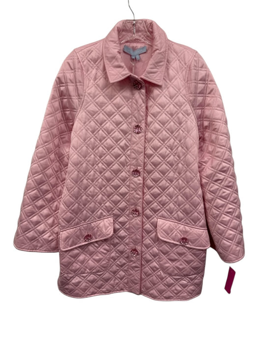 Hill House Size Small Pink Polyester Long Sleeve Quilted Button Front Jacket Pink / Small