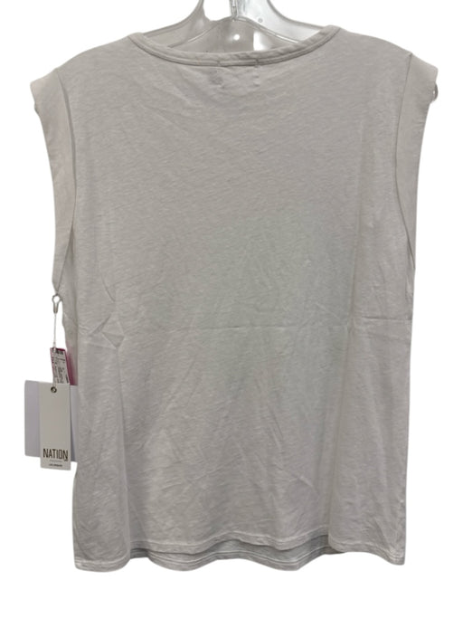 Nation Los Angeles Size Small White Cotton Blend Cap Sleeve Heathered Tee Top White / Small