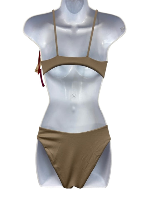Left On Friday Size XS Taupe Nylon Blend Spaghetti Strap High Rise swimwear Taupe / XS