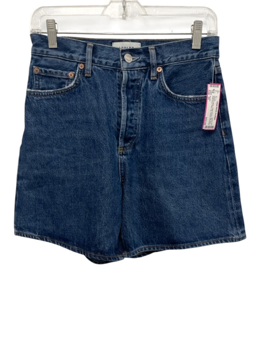 Agolde Size 25 Medium Wash Cotton Denim High Rise Distressed Wide Leg Shorts Medium Wash / 25